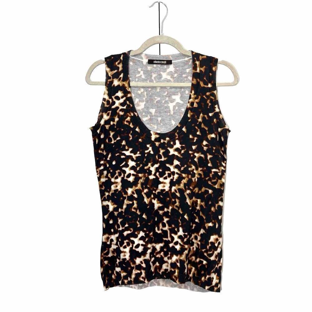 Roberto Cavalli Top Women’s 44 Sleeveless‎ Abstract Multicolor